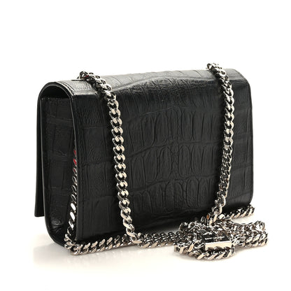 Saint Laurent Calfskin Crocodile Embossed Small Classic Monogram Kate Tassel Satchel Black 3 of 8