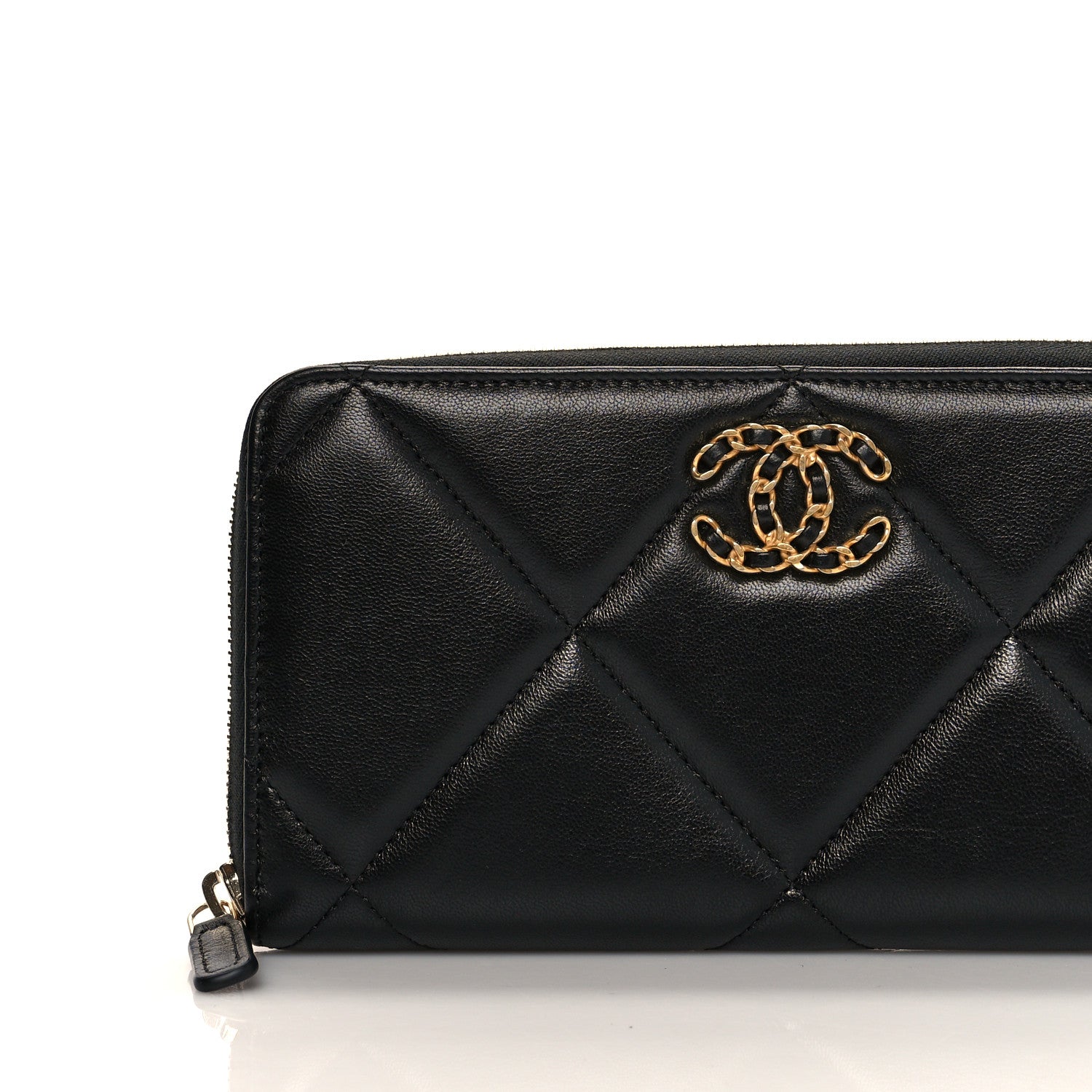 Chanel Lambskin Quilted Chanel 19 Long Zipped Around Wallet Black 9 of 13