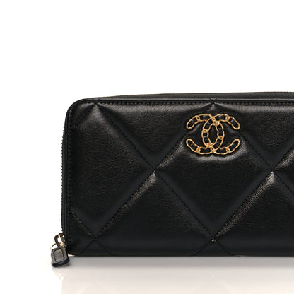 Chanel Lambskin Quilted Chanel 19 Long Zipped Around Wallet Black 9 of 13