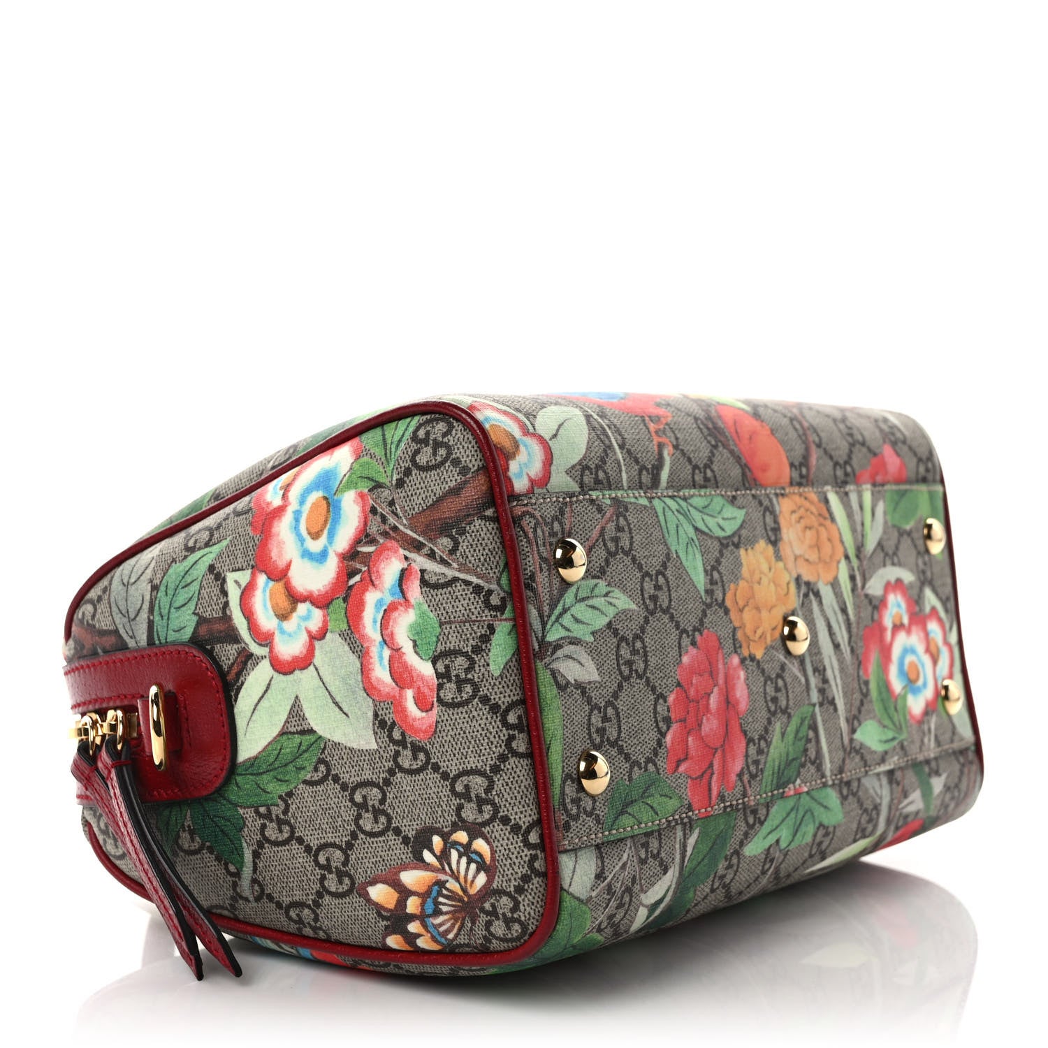 Gucci GG Supreme Monogram Tian Small Boston Beige Multicolor Red 4 of 11