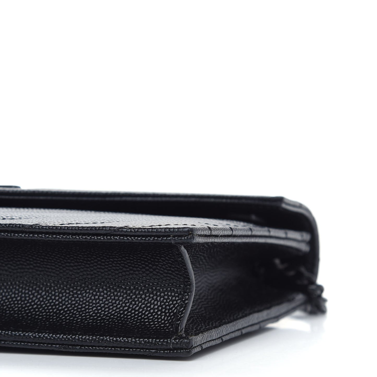 Grain De Poudre Matelasse Chevron Monogram Envelope Chain Wallet Black