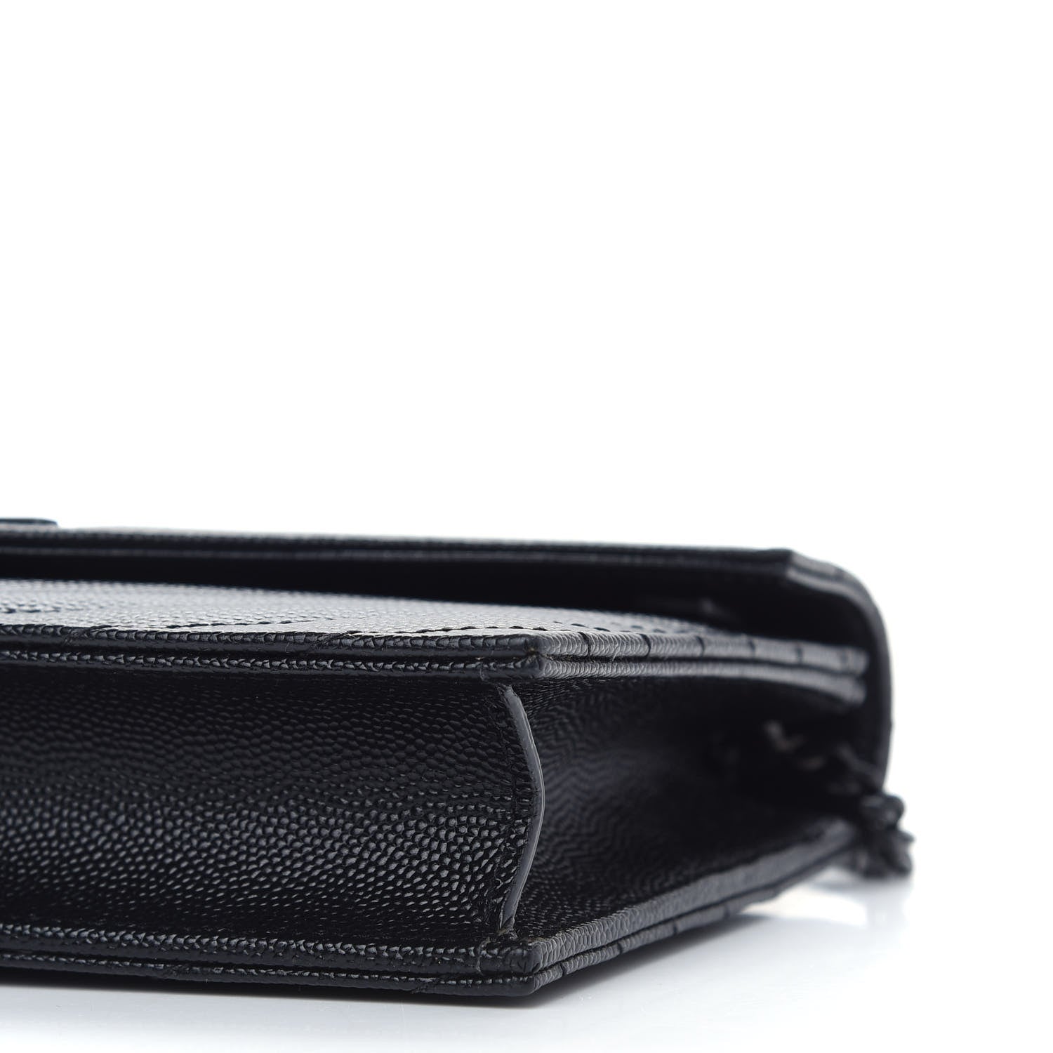 Saint Laurent Grain De Poudre Matelasse Chevron Monogram Envelope Chain Wallet Black 9 of 10