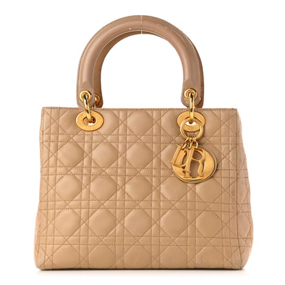 Christian Dior Lambskin Cannage Medium Lady Dior Beige 1 of 24
