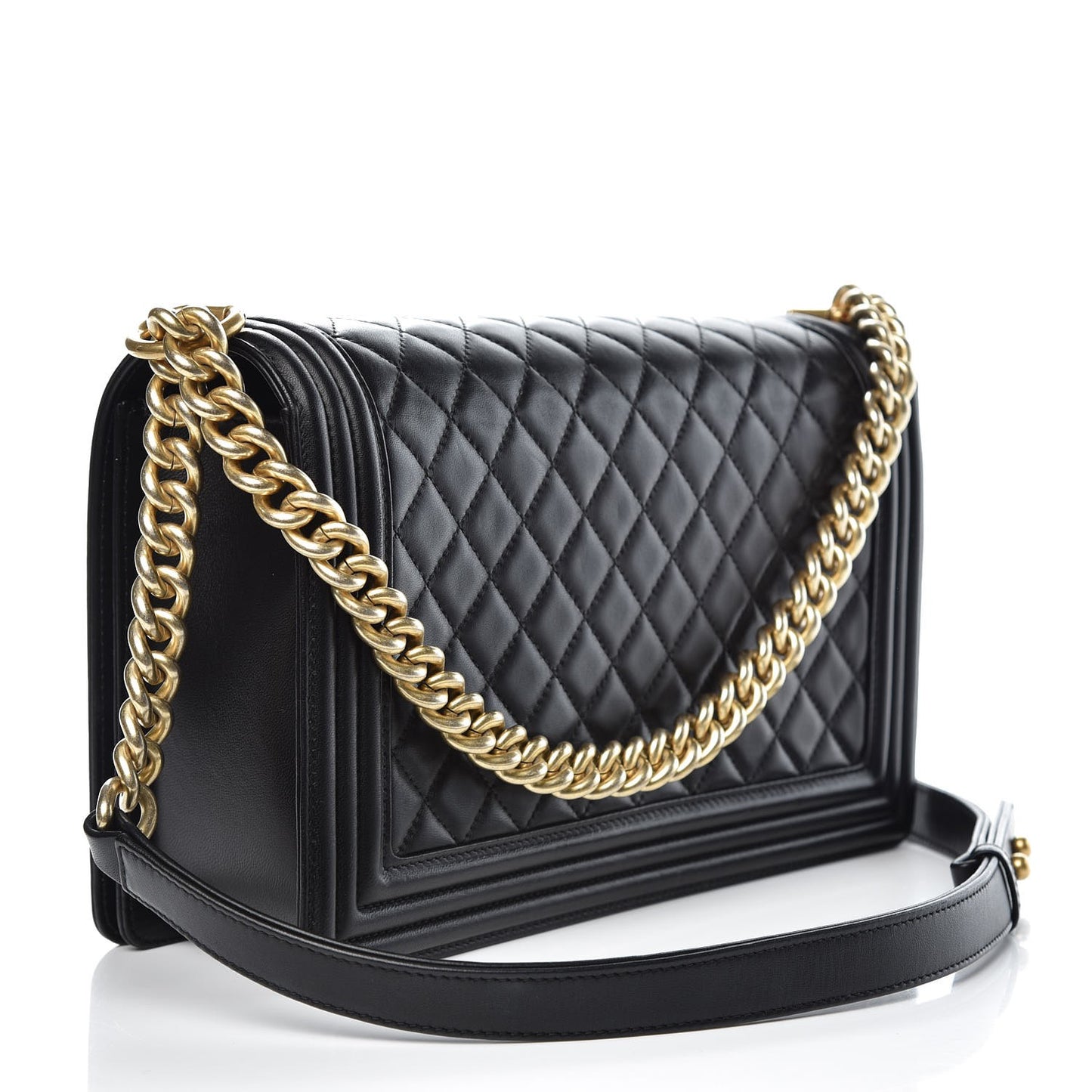 Lambskin Quilted New Medium Boy Flap Black