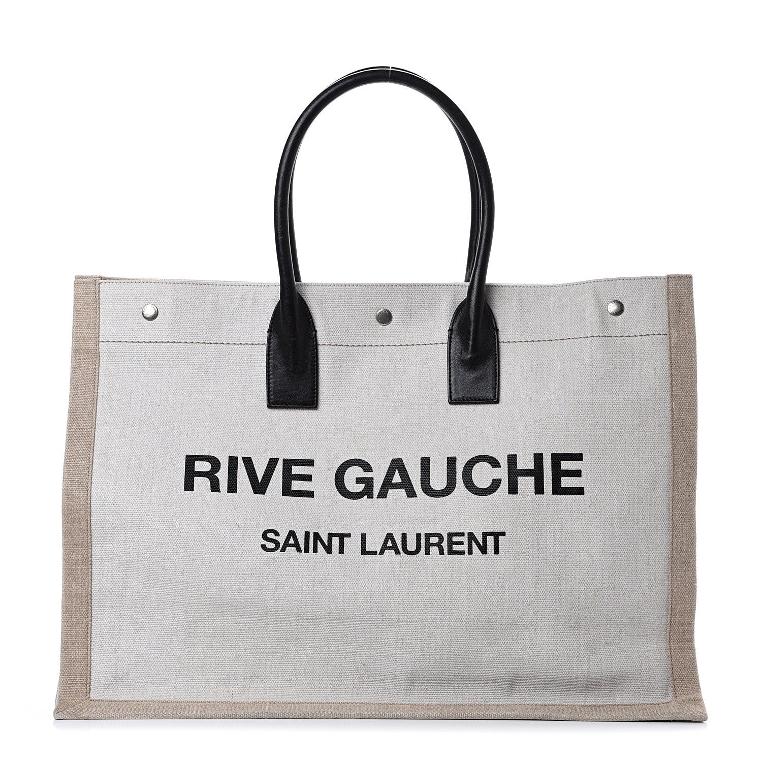Saint Laurent Linen Calfskin Rive Gauche Tote Optic White 1 of 10