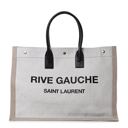 Saint Laurent Linen Calfskin Rive Gauche Tote Optic White 1 of 10