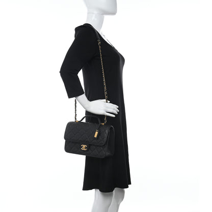 Chanel Caviar Quilted School Memory Small Top Handle Flap Black 2 of 11