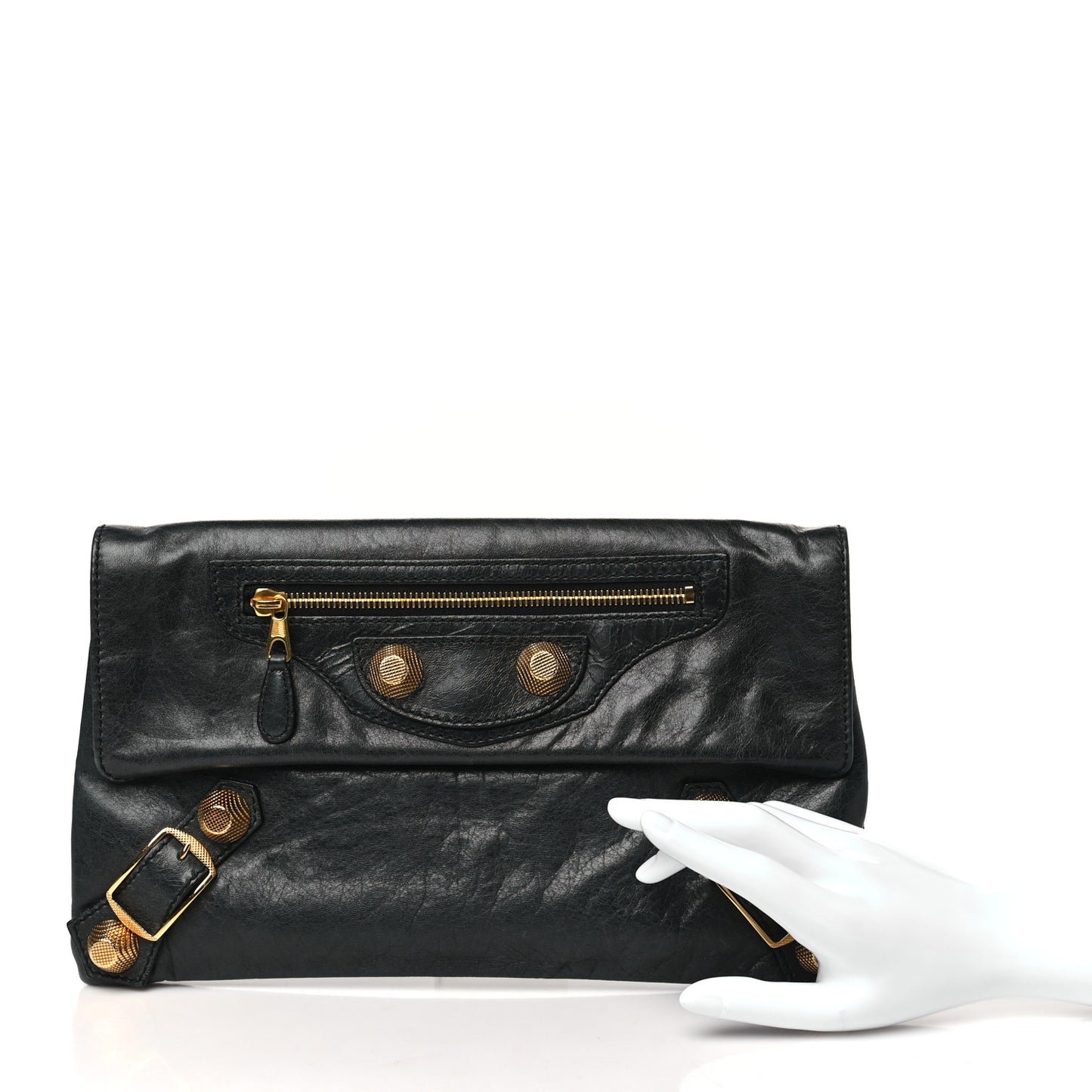 Agneau Giant 21 Gold Hardware Envelope Clutch  Anthracite
