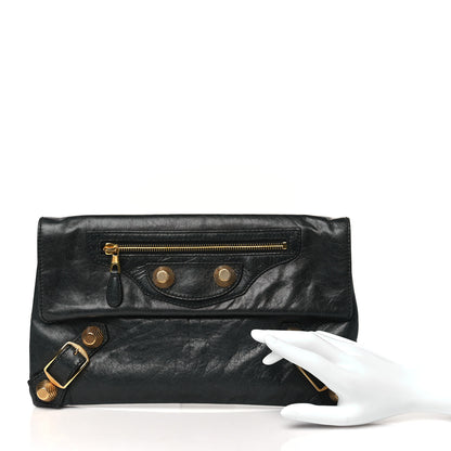 Balenciaga Agneau Giant 21 Gold Hardware Envelope Clutch  Anthracite 2 of 10