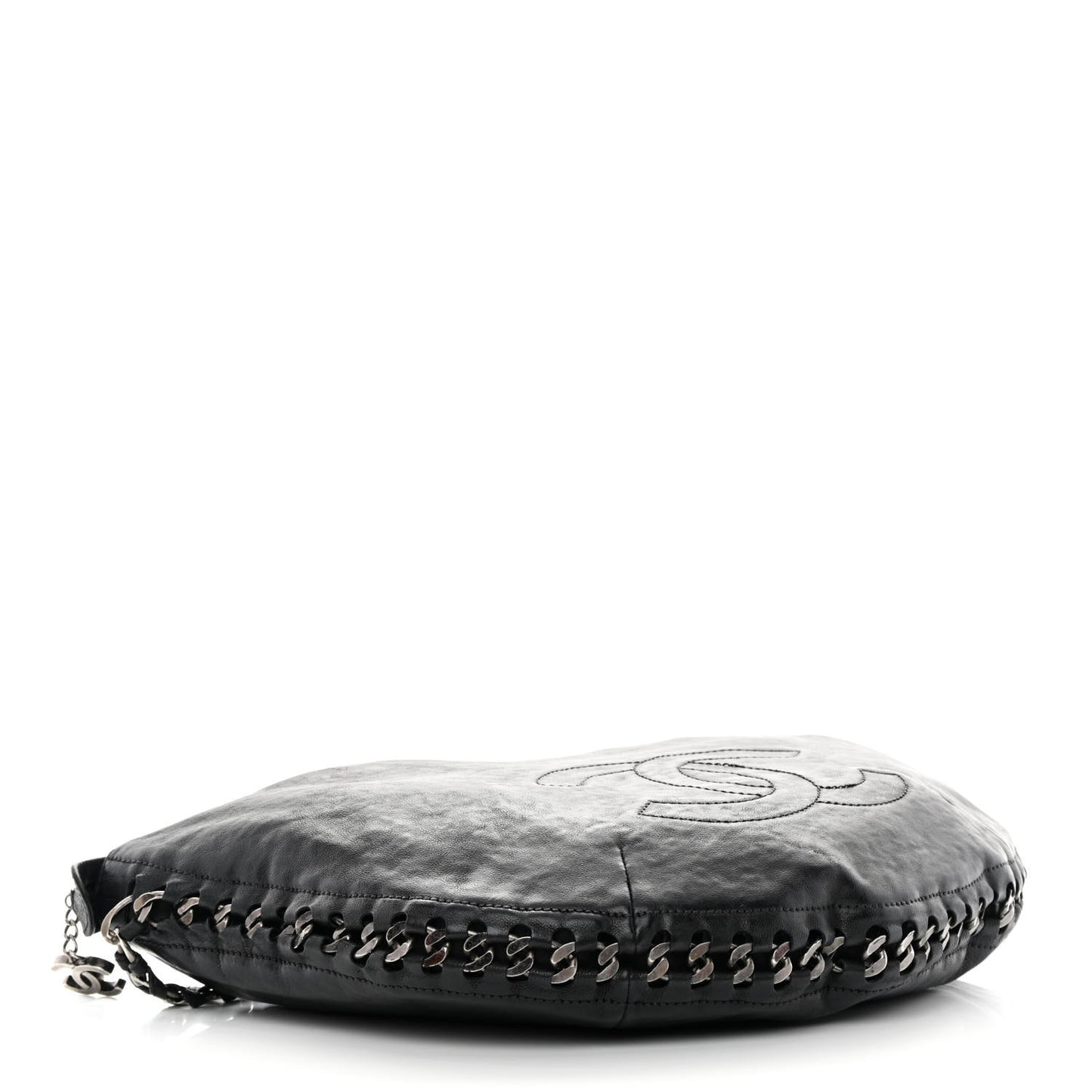 Calfskin Modern Chain Hobo Black