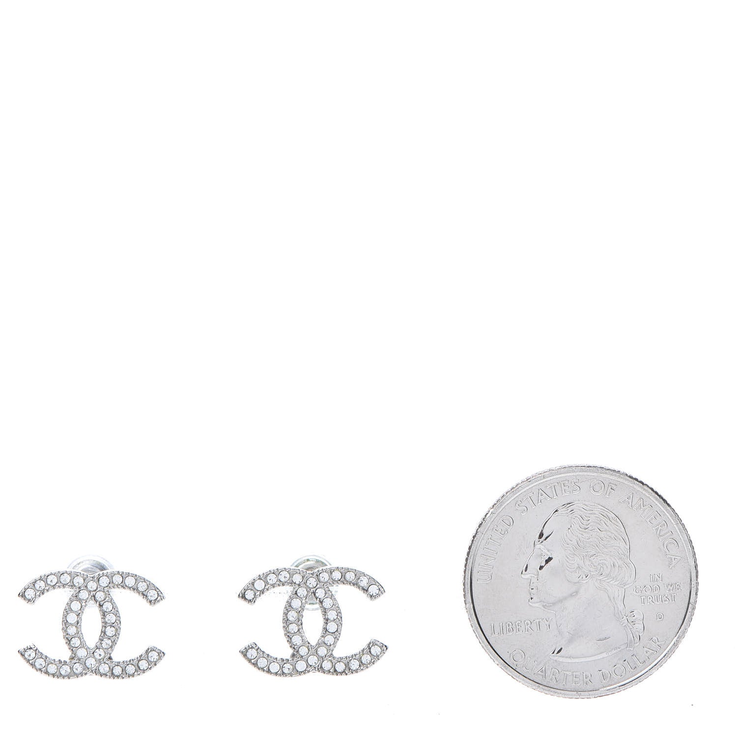 Chanel Crystal CC Earrings Silver 2 of 5