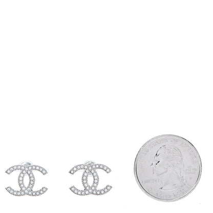 Chanel Crystal CC Earrings Silver 2 of 5