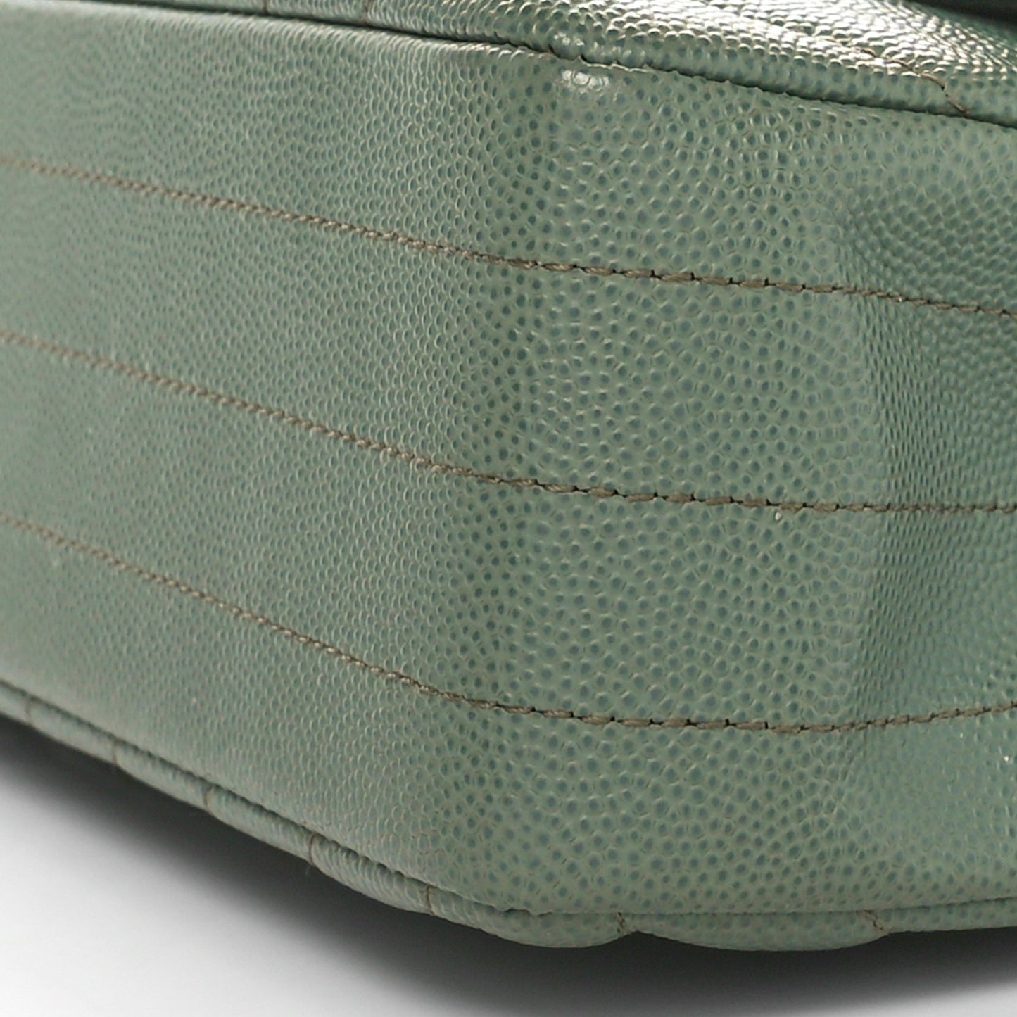 Caviar Chevron Quilted Medium Double Flap  Green