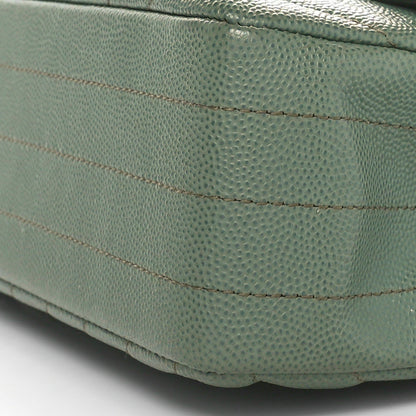 Chanel Caviar Chevron Quilted Medium Double Flap  Green 10 of 10