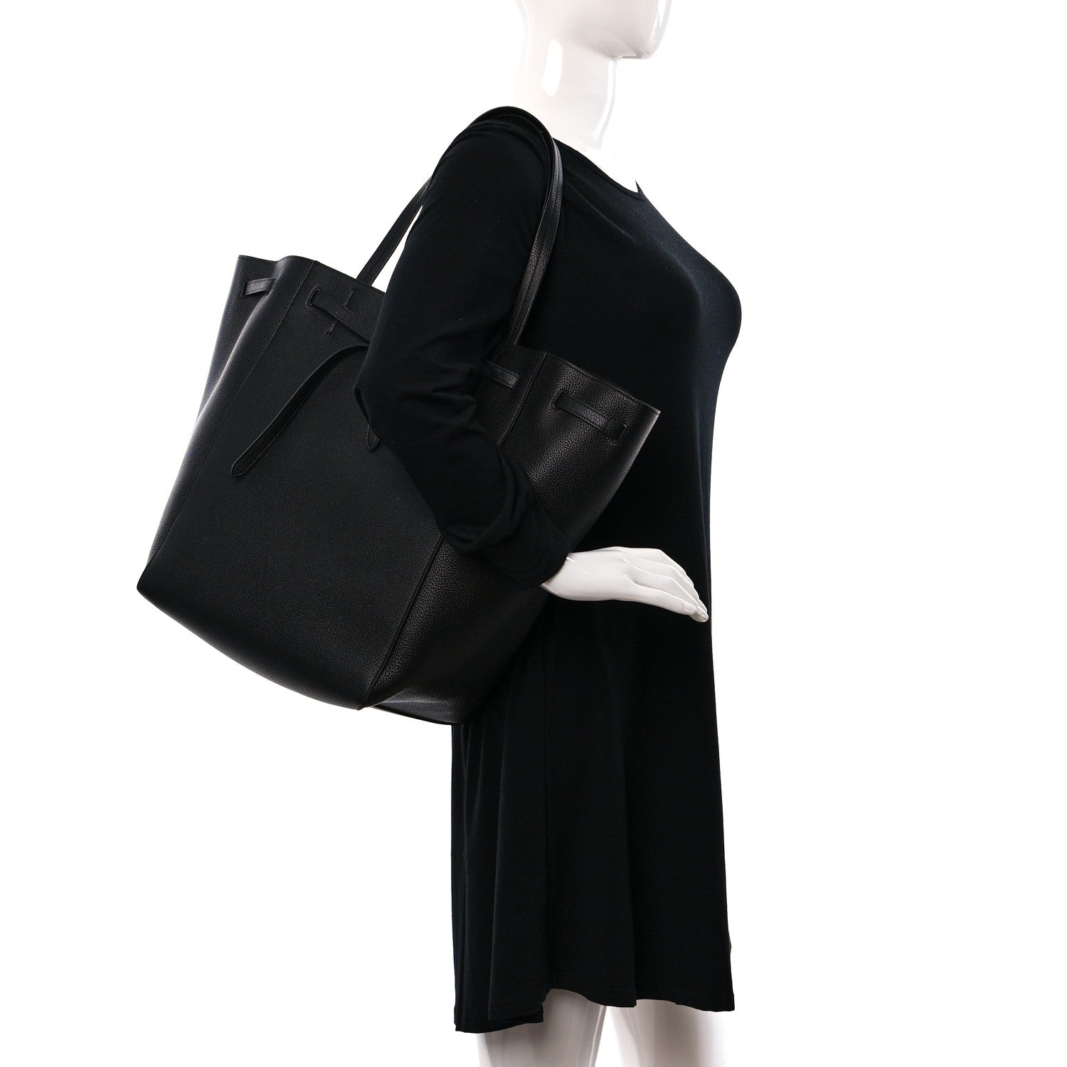 Celine Soft Grained Calfskin Medium Belt Cabas Phantom Black 2 of 9