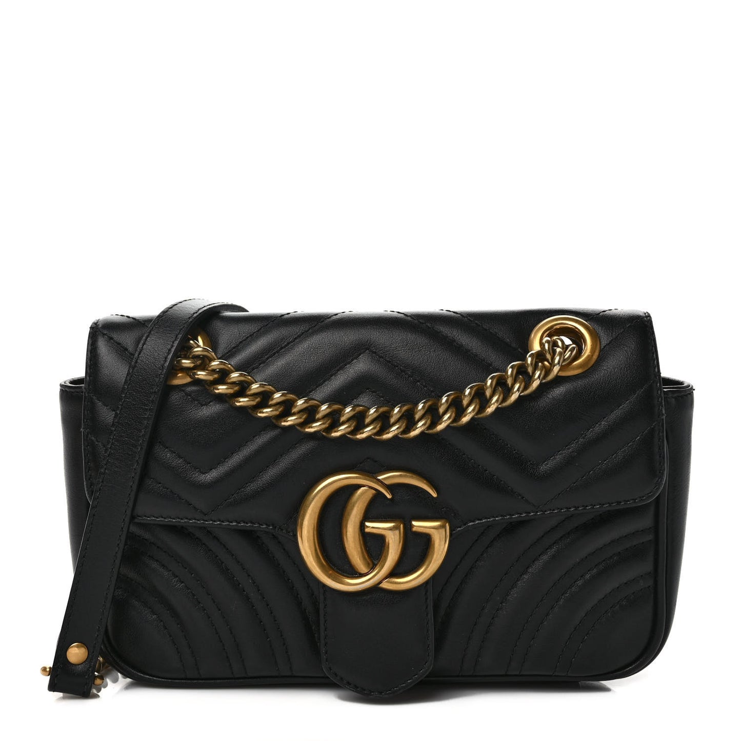 Calfskin Matelasse Mini GG Marmont Shoulder Bag Black