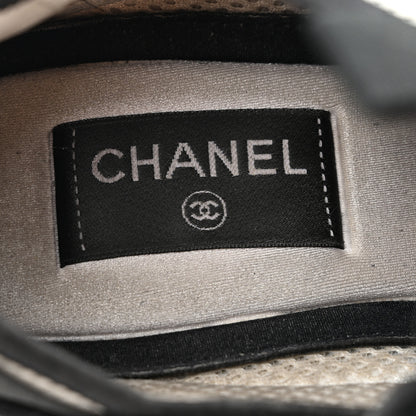 Chanel Suede Calfskin Mixed Fibers CC Sneakers 39.5 Ivory Green Light Blue 7 of 15