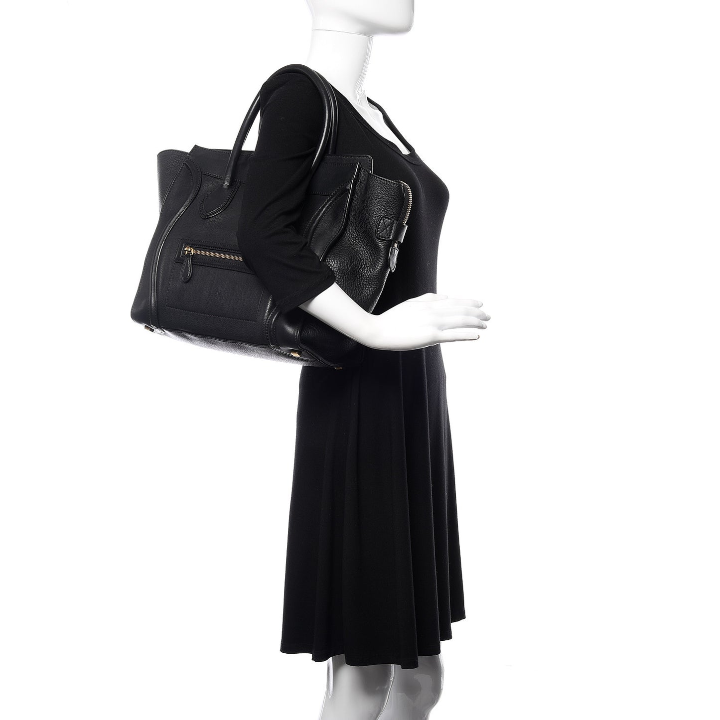 Drummed Calfskin Mini Luggage Black