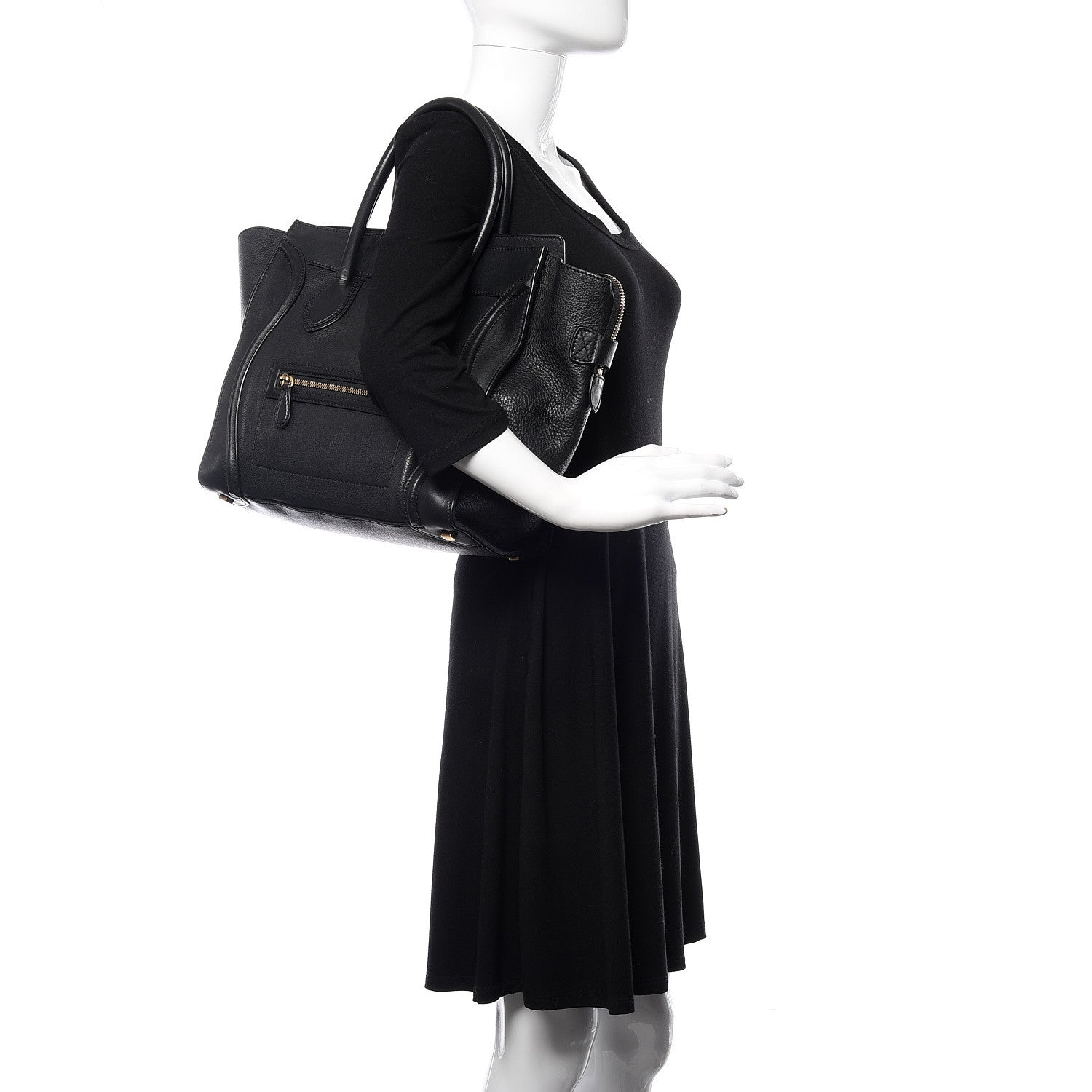 Celine Drummed Calfskin Mini Luggage Black 2 of 11