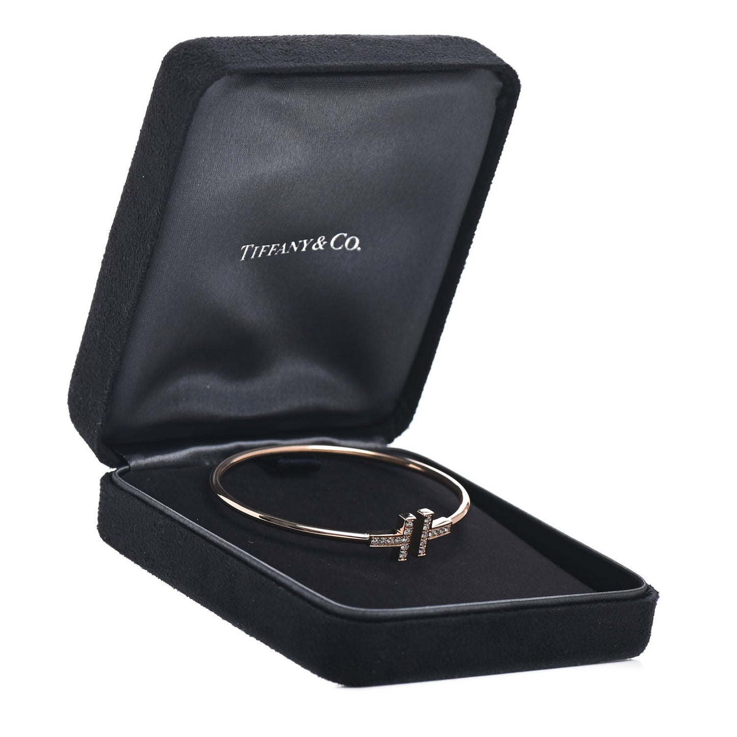 18K Rose Gold Diamond T Wire Bracelet