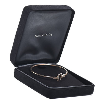 Tiffany 18K Rose Gold Diamond T Wire Bracelet 5 of 5