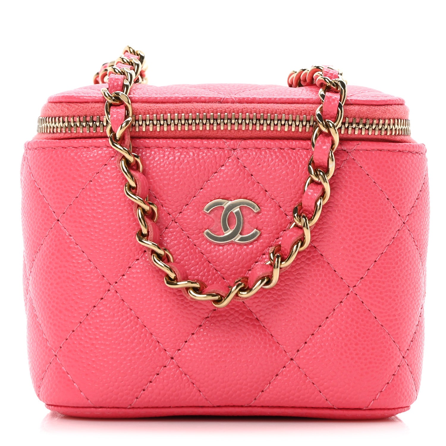 Chanel Caviar Quilted Mini Vanity Case With Chain Pink 1 of 10