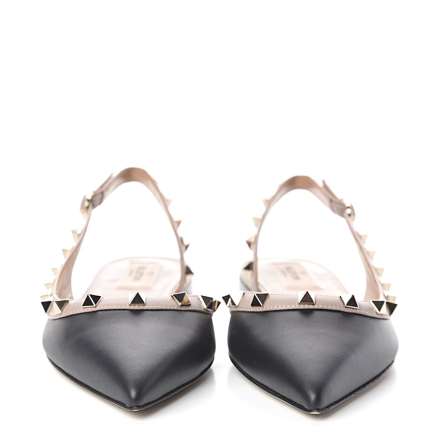 Valentino Garavani Nappa Rockstud Slingback Flats 37.5 Black Poudre 2 of 9