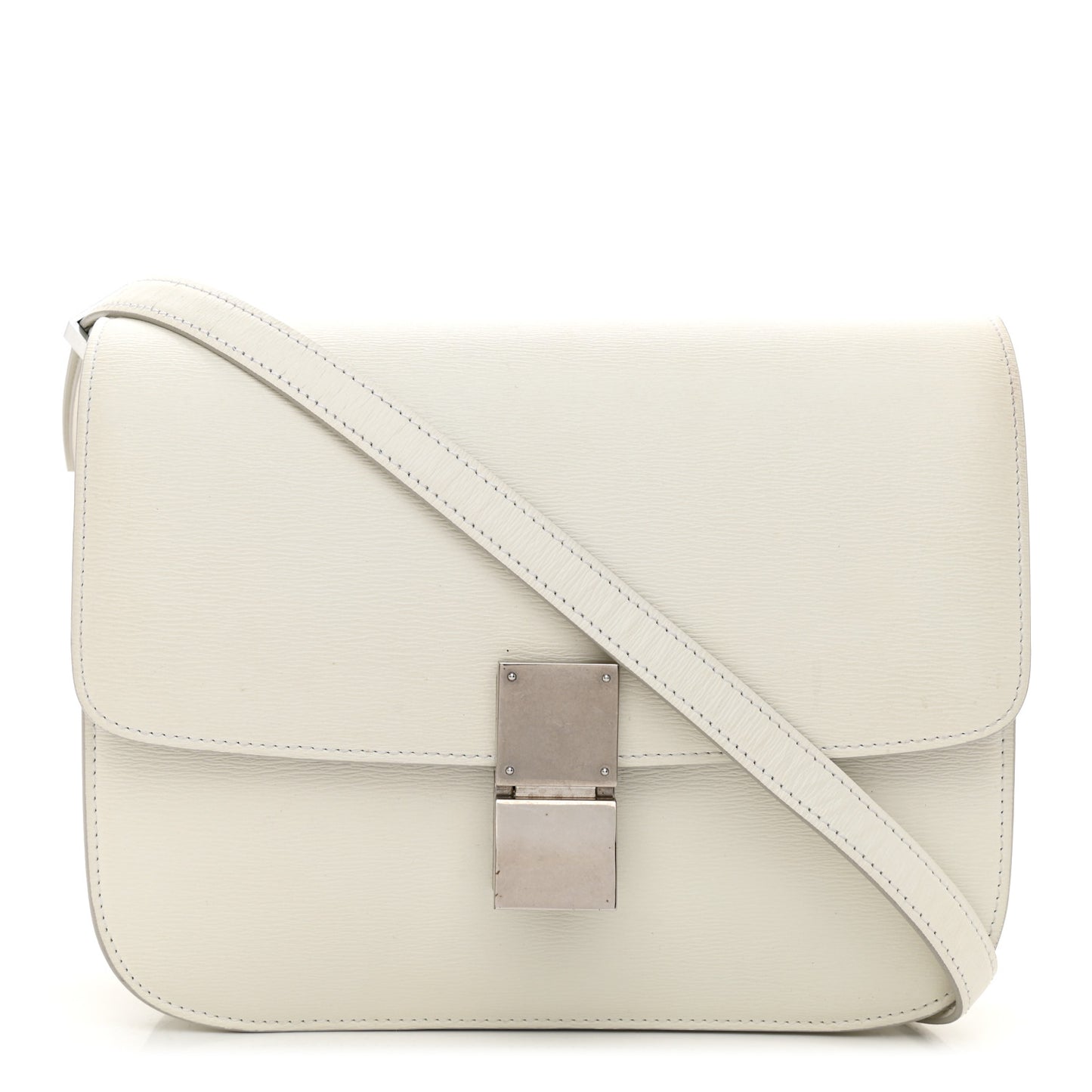 Liege Calfskin Medium Classic Box Flap Bag White