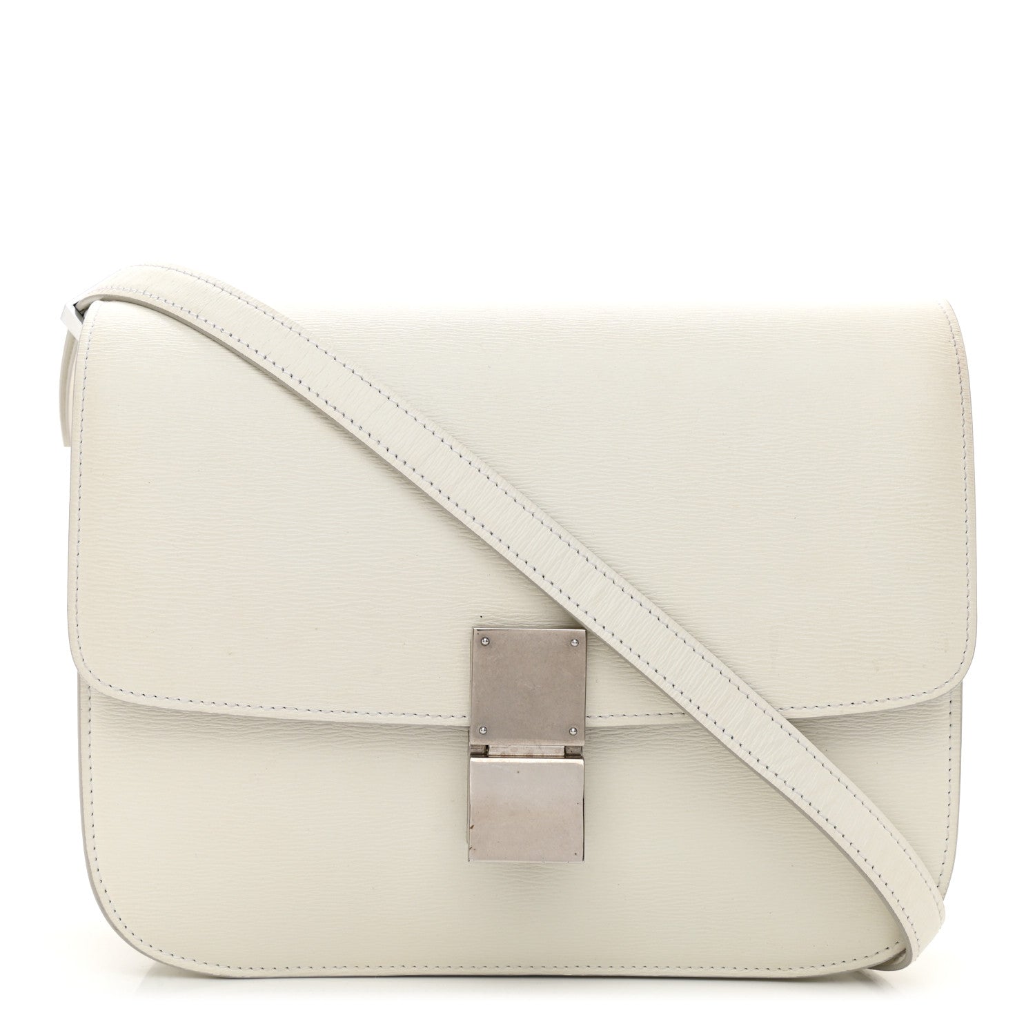 Celine Liege Calfskin Medium Classic Box Flap Bag White 2 of 10