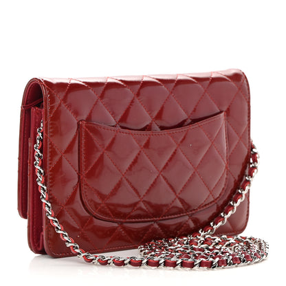 Chanel Patent Quilted Wallet On Chain WOC Red 3 of 21