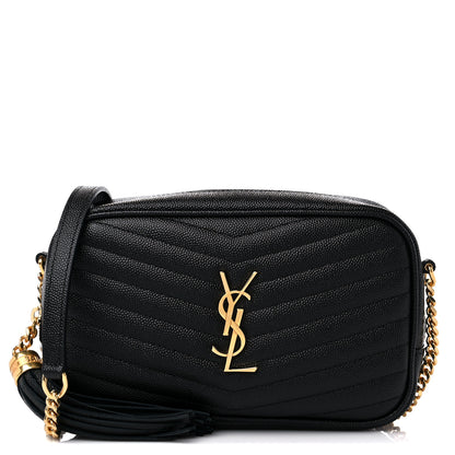 Saint Laurent Grain De Poudre Matelasse Monogram Mini Lou Camera Bag Black 1 of 9