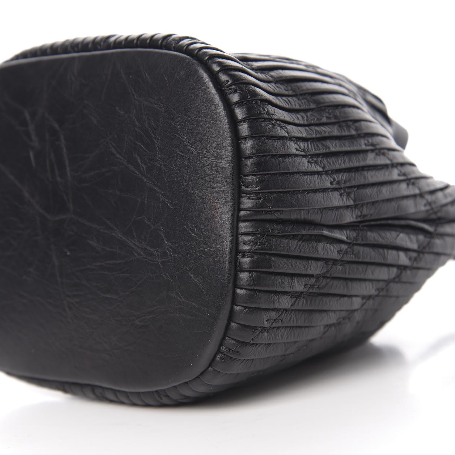 Chanel Iridescent Crumpled Calfskin Coco Pleats Small Drawstring Bag Black 8 of 10