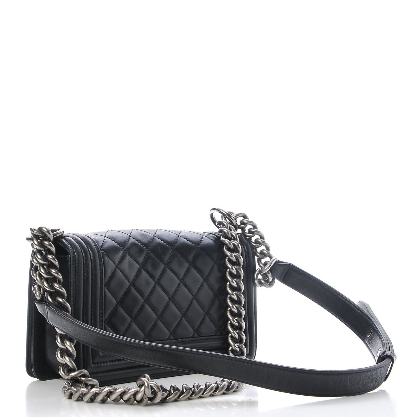 Lambskin Quilted Small Boy Flap Black