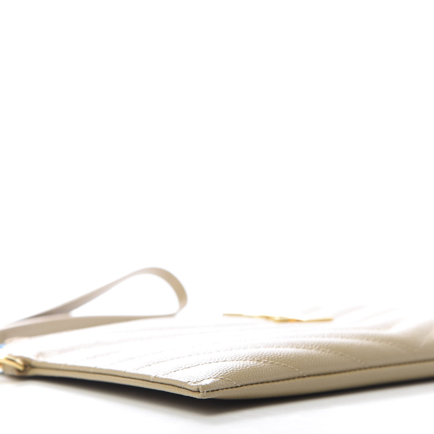 Saint Laurent Grain De Poudre Chevron Monogram Large Bill Pouch Cork 6 of 10