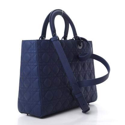 Christian Dior Ultra Matte Calfskin Cannage Large Lady Dior Blue 3 of 10