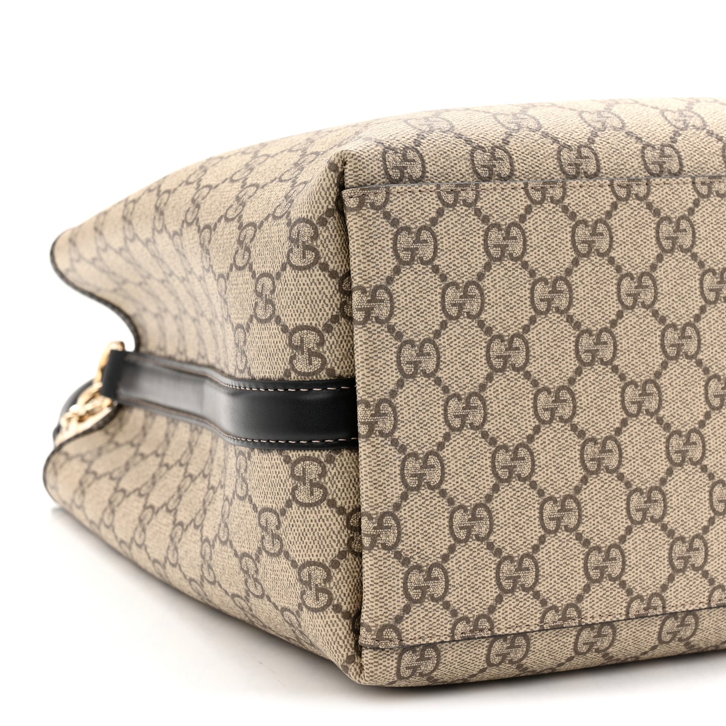 GG Supreme Monogram Medium Emblem Bucket Bag Beige Dark Brown Black