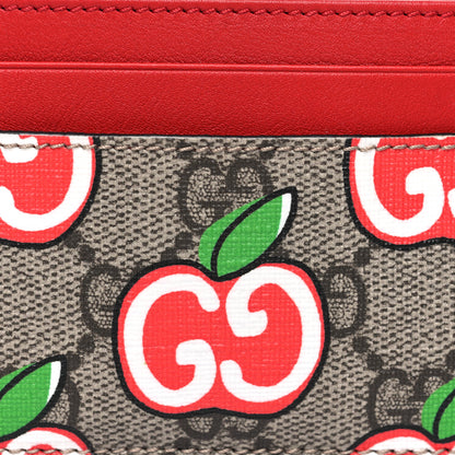 Gucci GG Supreme Monogram Apple Card Holder Beige Multicolor Lobster Red 7 of 8