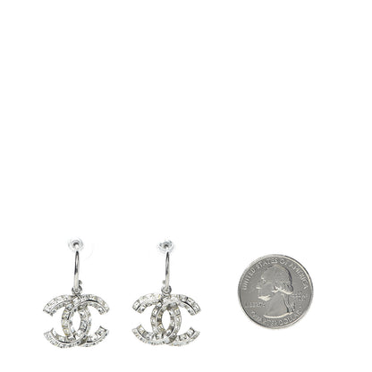Chanel Baguette Crystal CC Dangle Earrings Silver 2 of 6