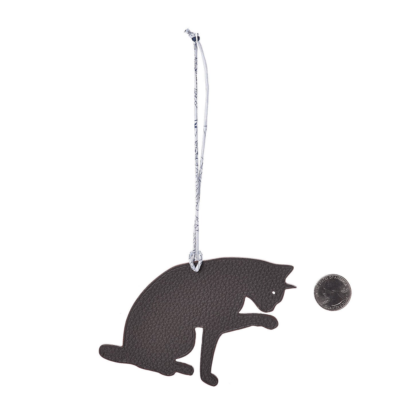 Togo Grain d'H Petit H Cat Bag Charm Plomb Black