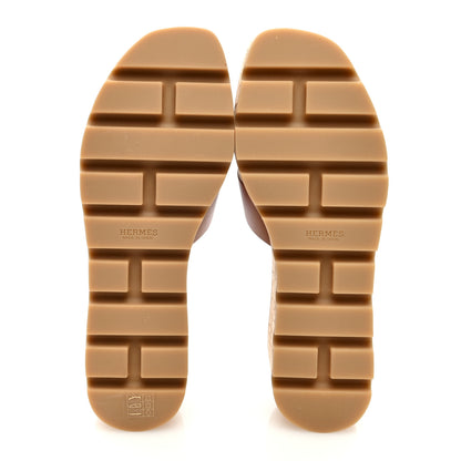 Hermes Calfskin Cork Eze 30 Sandals 37 Marron Glaise 5 of 8