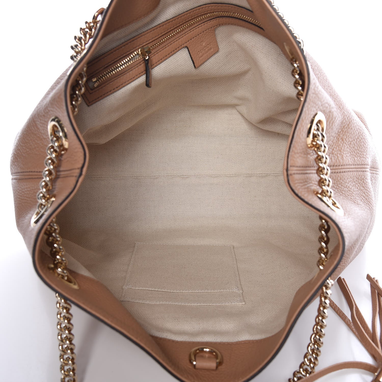 Gucci Pebbled Calfskin Medium Soho Chain Shoulder Bag Camelia 5 of 9