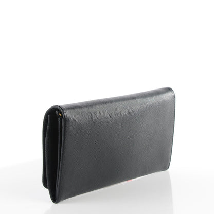 Prada Saffiano Metal Oro Chain Wallet Nero Black 3 of 8