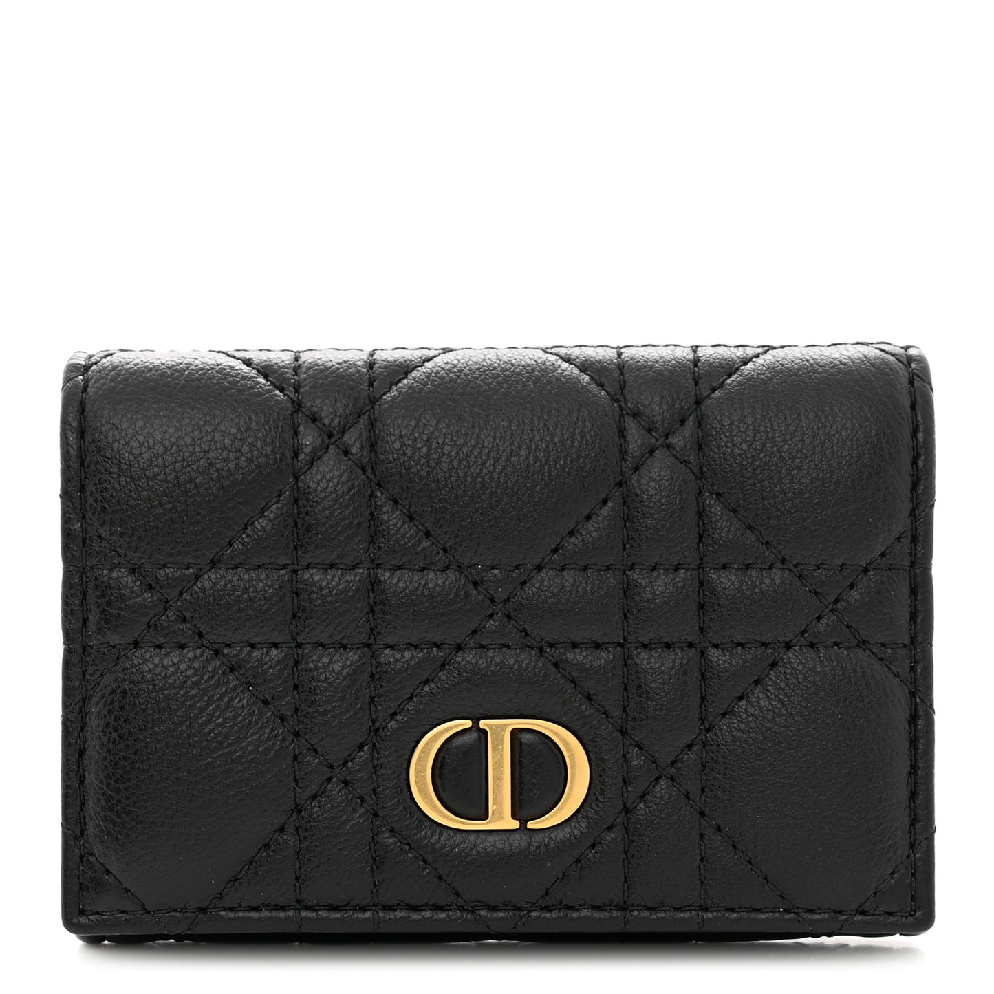 Supple Calfskin Cannage Caro Glycine Wallet Black