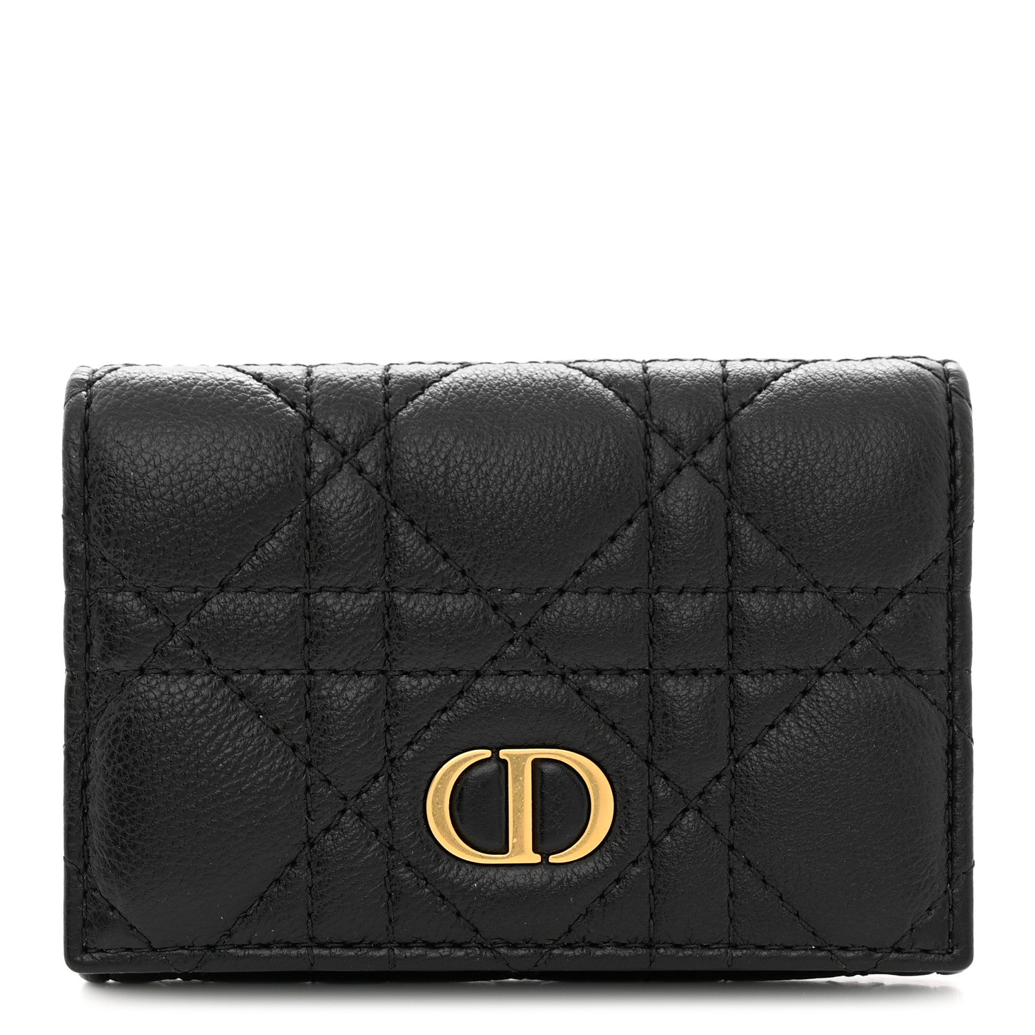 Christian Dior Supple Calfskin Cannage Caro Glycine Wallet Black 1 of 12