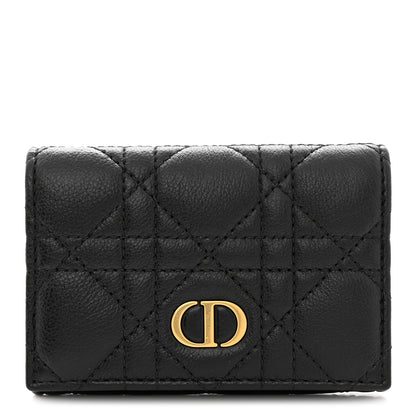 Christian Dior Supple Calfskin Cannage Caro Glycine Wallet Black 1 of 12