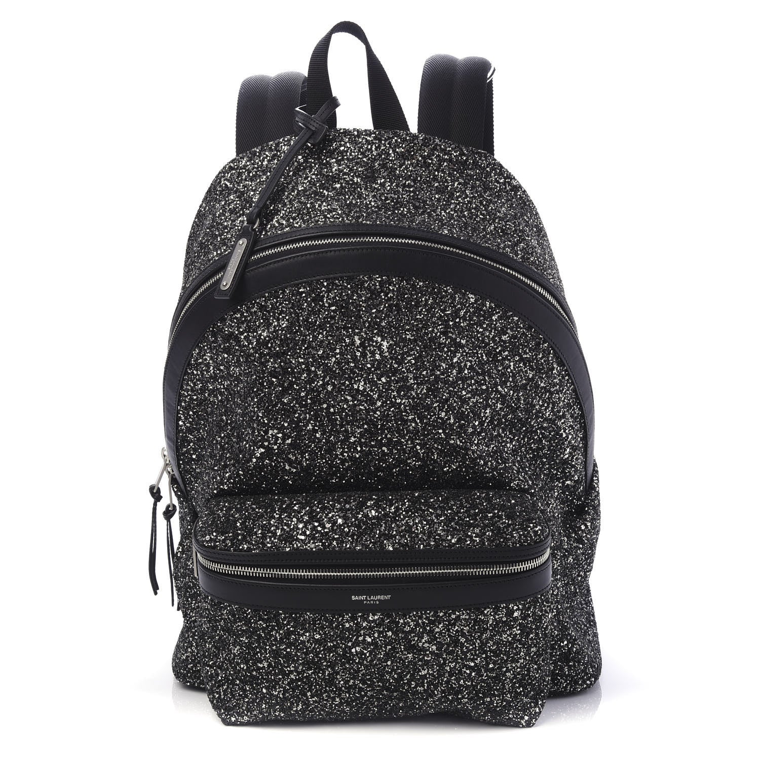 Saint Laurent Glitter Canvas City Backpack Gunmetal 1 of 8
