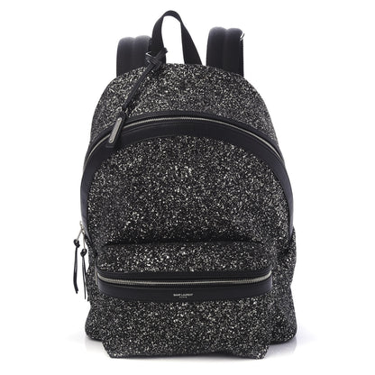 Saint Laurent Glitter Canvas City Backpack Gunmetal 1 of 8
