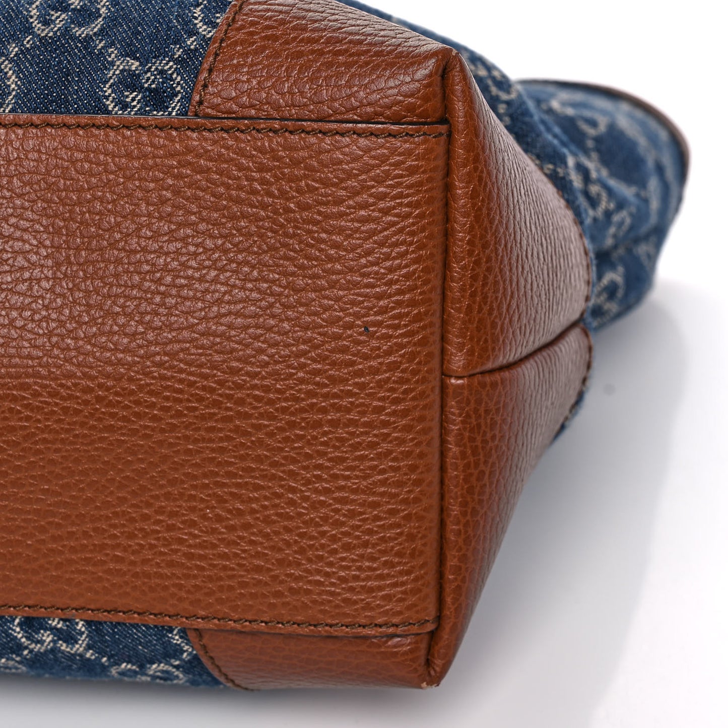 New Denim GG Monogram Medium Ophidia Shopping Tote Blue Tea Cuir
