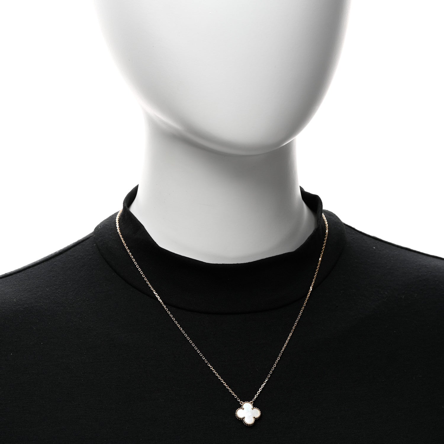 Van Cleef & Arpels 18K Yellow Gold Mother of Pearl Vintage Alhambra Pendant Necklace 2 of 6