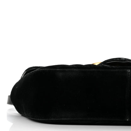 Gucci Velvet Matelasse Mini GG Marmont Shoulder Bag Black 9 of 13